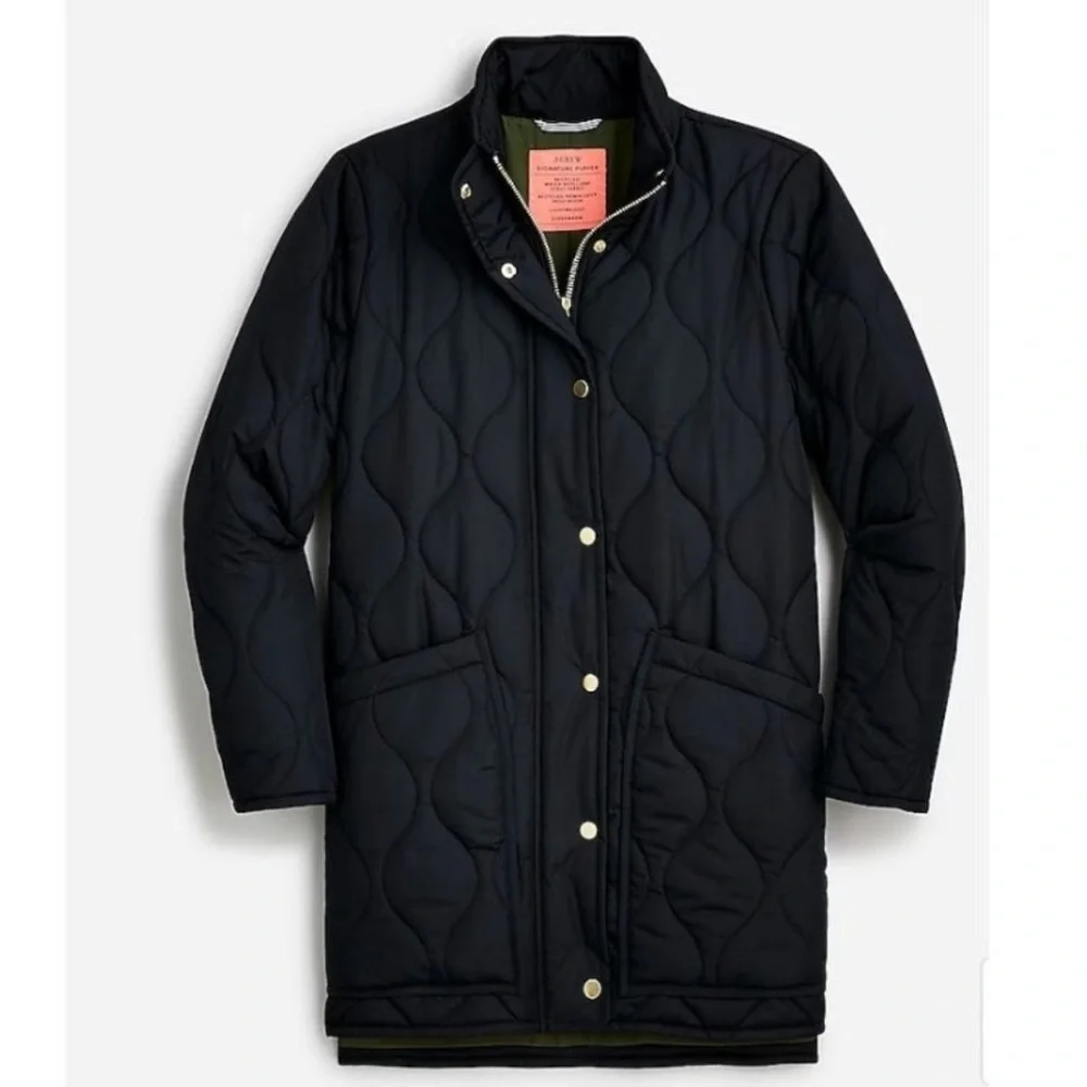 J Crew Quilted Cocoon Black Puffer Full Zip Jacket | LARGE PETITE NWT